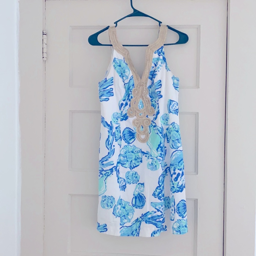 Lilly Pulitzer White and Blue Seashell Dress